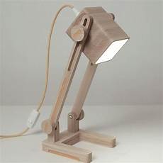 Adjustable wooden desk lamp Made of solid wood beech Covered with wax
