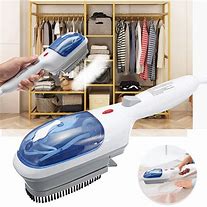 Image result for Handheld Steamer For Clothes, Portable Travel And Home Use Steamer, Foldable Fabric Garment Steamer 1600-Watt With 3 Brushes And 250Ml Large Water