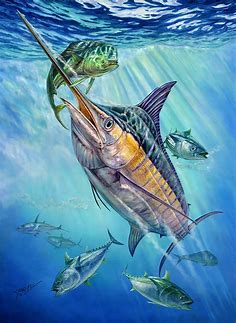 Big Blue Marlin Hunting Painting by Terry Fox - Pixels