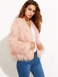 Image result for Pink Faux Fur Hooded Coat