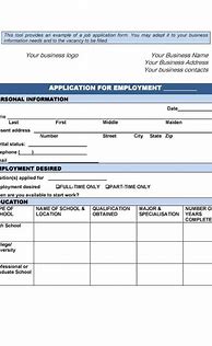 Image result for Job Application Template Excel