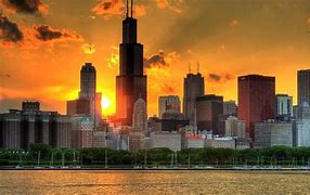 Image result for Chicago Skyline Sunset