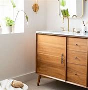 Image result for Mid-Century Double Bath Console, Marble, White, Antique Bronze