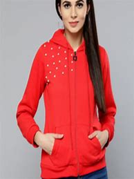 Image result for women's red hooded sweatshirt