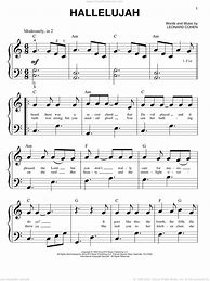 Image result for Hallelujah Sheet Music Download By Leonard Cohen For Easy Piano