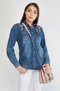 Image result for Denim Shirts with Embroidery
