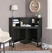 Image result for Small Desk Black with Hutch