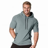 Image result for Hooded Short Sleeve Sweatshirt with Front Zipper