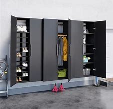 Image result for Prepac Hangups 102-Inch 3-Piece Storage Cabinet Set L - 102" W X 72" H X 16" D - White