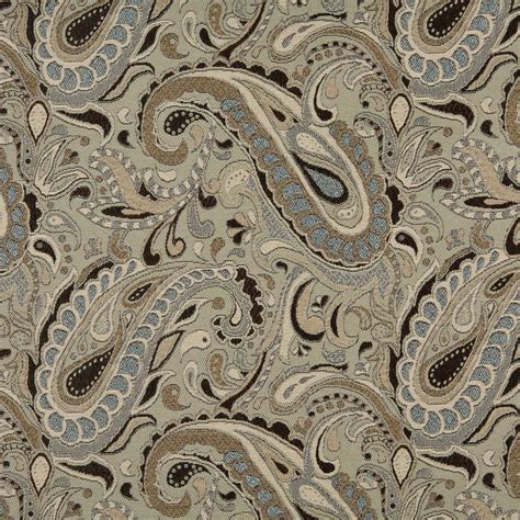 Beige and Brown Paisley Damask Upholstery Fabric