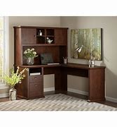 Image result for Cherry L-shaped Desk with Hutch