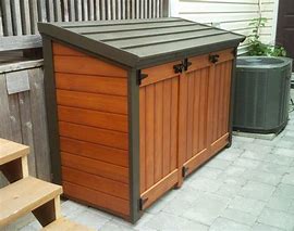Image result for Outsunny 5' X 3' 2 Cans Garbage Shed, Double Rubbish Wooden Storage Shed, Hide Dustbin W/ Locking Doors And Hinged Lids