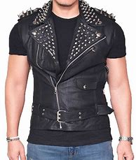Image result for Black Leather Vest Men