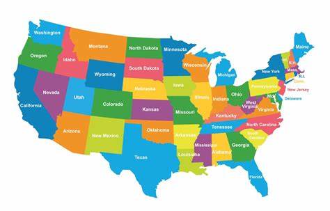 USA Political Map (Colored Regions Map) | ePhotoPix
