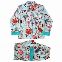 Image result for Women's Plus Long Floral-Print Pajamas, Blue Turquoise 3XL