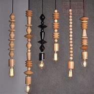 Image result for Wood Bead Pendant Light