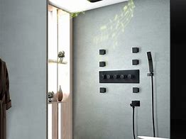 Image result for Wall-Mounted 23" Thermostatic Shower System In Chrome 4 Functions