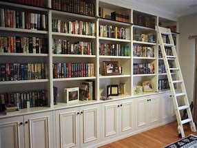 Image result for White Library Bookcase Wall Units