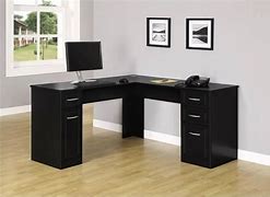 Image result for Home Office with L-shaped Glass Desk