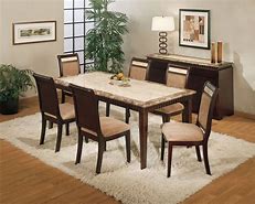 Image result for 70.9" Contemporary Stone Dining Table Set For 8 With Microfiber Leather Chairs