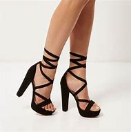 Image result for Black Lace High Heel Shoes