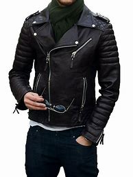 Image result for Man Leather Biker Jacket