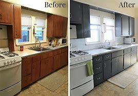 Image result for Painted Kitchen Cabinets Before After