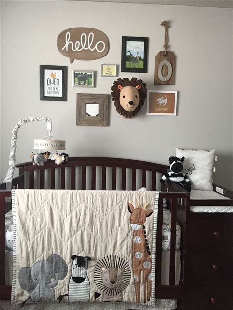 Baby boys nursery theme grey, black & white, brown and yellow/ African  