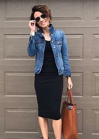 Image result for Black Bridesmaid Dress with Jean Jacket
