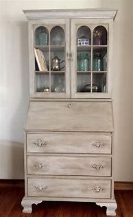 Image result for Antique Secretary Desk with Hutch Curved Drawers