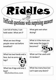 Image result for Riddles for Teens with Answers Printable