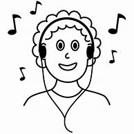 Image result for Listen to Music Cartoon Black and White