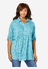 Image result for Plus Size Women's Perfect Pintuck Tunic By Woman Within In French Blue (Size 14/16)