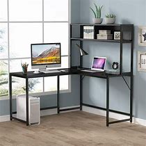 Image result for L Computer Desk with Hutch
