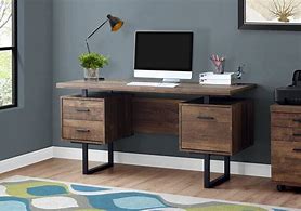Image result for Black Steel Brown Wood Desk