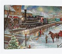 Image result for Christmas Train Painting