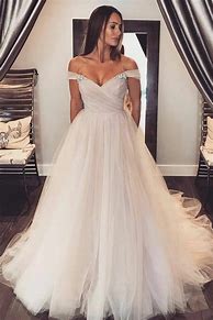 Image result for 2022 a-line off-the-shoulder tulle applique sleeveless long wedding dresses