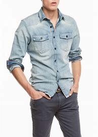 Image result for Denim Jean Shirts for Men