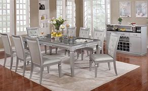 Image result for Metallic Silver Dining Room Sets