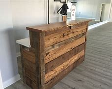 Image result for Rustic Wood Reception Desk