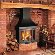Image result for Built in Fireplace Wood Stove
