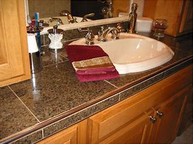 Image result for Bathroom Tile Countertop Ideas
