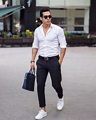 Image result for White Shirt Black Pants Outfit