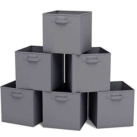 Closet Organizer   Fabric Storage Basket Cubes Bins   6 Grey Cubeicals  