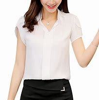 Image result for White Short Sleeve Blouse Plus Size