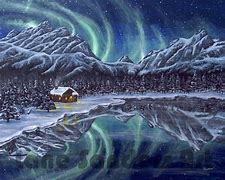 Image result for Night Mountain Painting