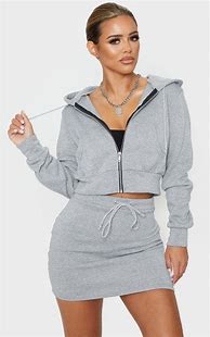 Image result for Cropped Gray Zip Up Hoodie