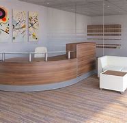 Image result for Wooden with Glass Reception Desk