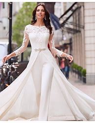 Image result for Pantsuit / Jumpsuit 3 Piece Suit Mother Of The Bride Dress Plus Size Elegant Wrap Included Jewel Neck Floor Length Chiffon Lace Sleeveless With Solid