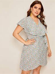 Image result for Plus Ditsy Floral Print Dress,2XL